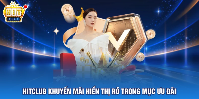 Hitclub khuyến mãi hiển thị rõ trong mục ưu đãi